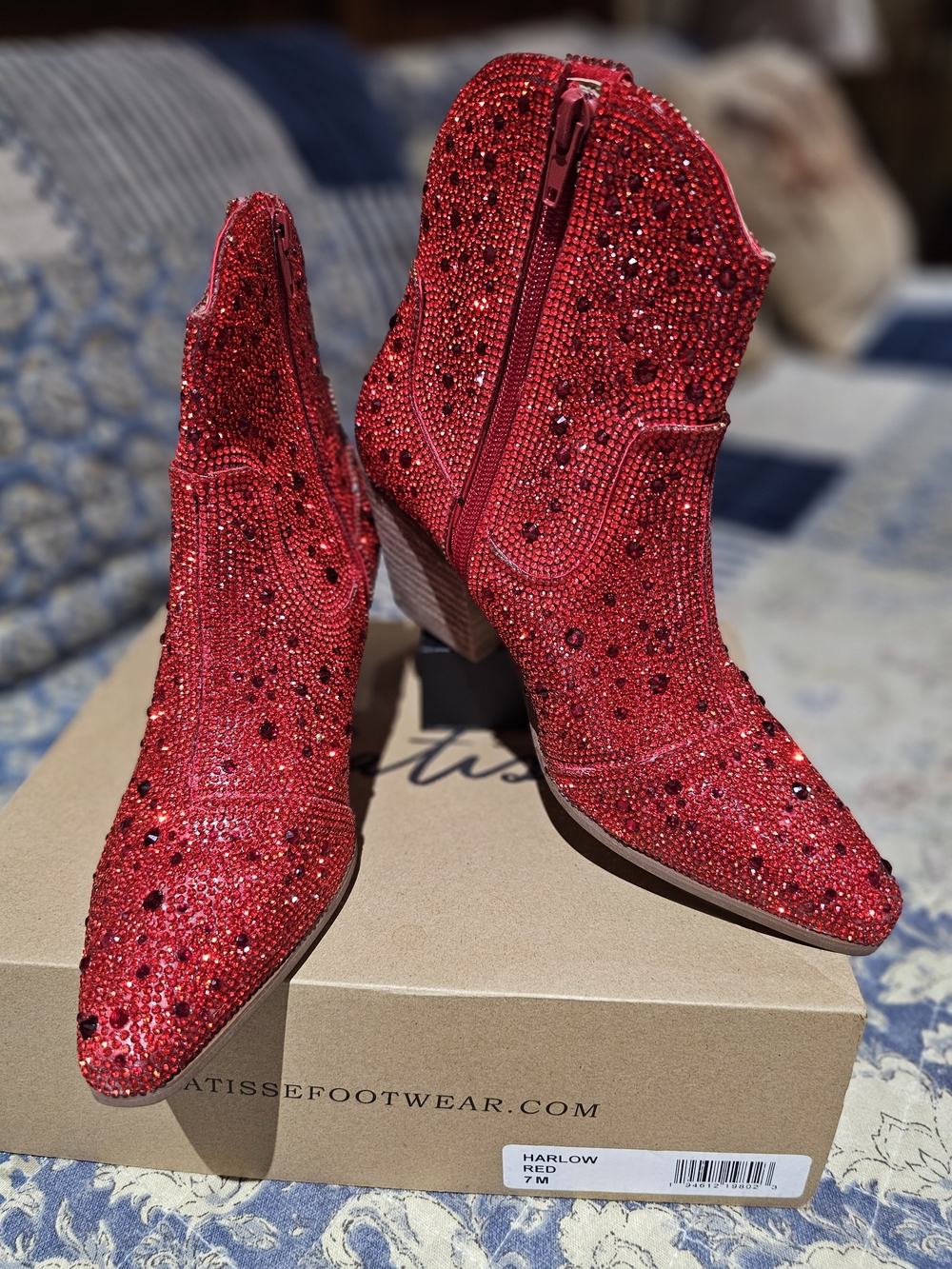 Matisse Red Rhinestone Harlow Ankle Booties, NIB